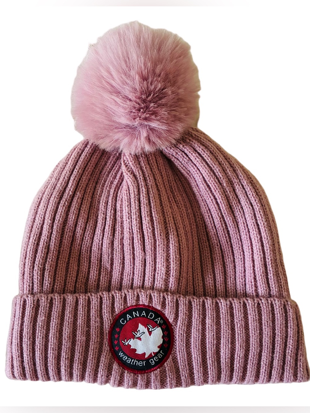 Canada weather gear pink beanie. Women winter hat gorpcore